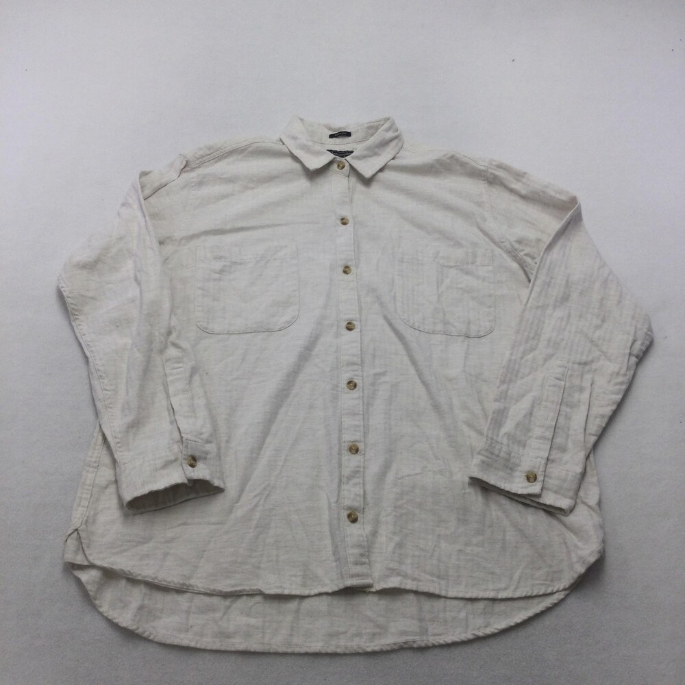 Abercrombie & Fitch Shirt Womens XL White Boyfriend Twill Button-Up Casual